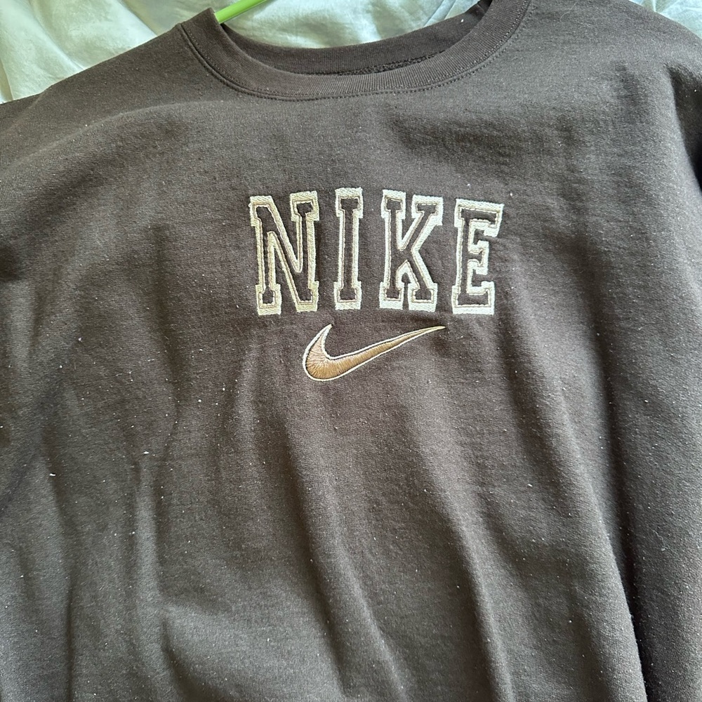 Customized Nike Dark Brown Crewneck Sweatshirt
